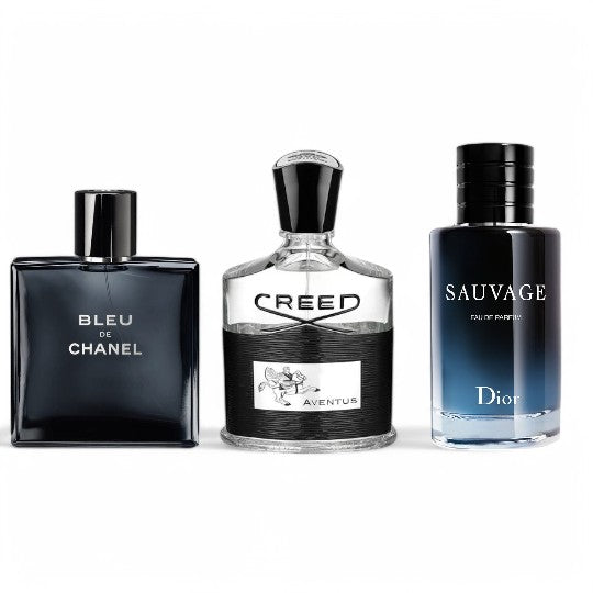 Combo de 3 perfumes - Creed, Bleu de Chanel, Sauvage