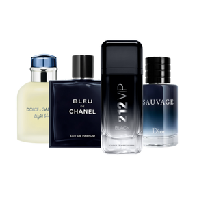 Combo de 4 perfumes - 212 Black, Bleu de Chanel, Sauvage, Light Blue 100ML