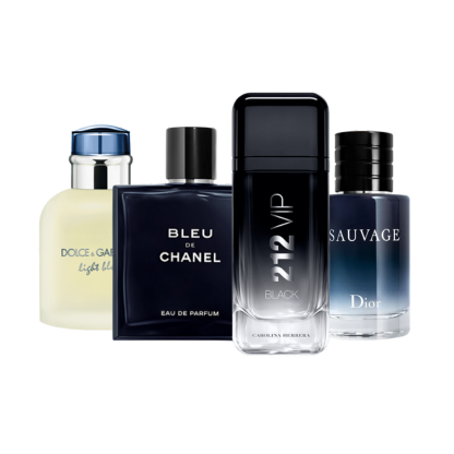 Combo de 4 perfumes - 212 Black, Bleu de Chanel, Sauvage, Light Blue 100ML