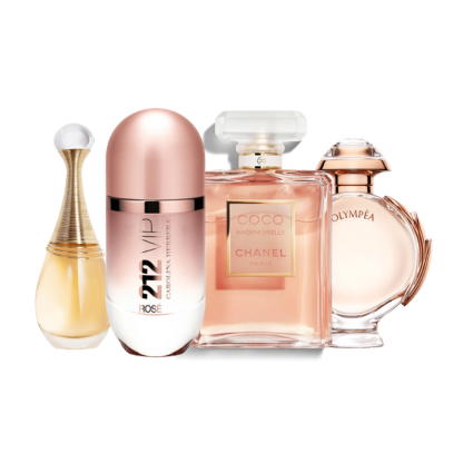 Combo de 4 perfumes - 212 Rosé, Olympéa, Coco Mademoiselle, J’adore