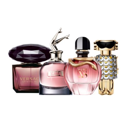 Combo de 4 perfumes - Crystal Noir, Fame, Scandal, Pure XS