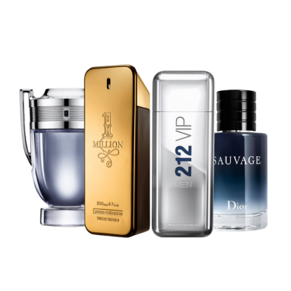 Combo de 4 perfumes - One Million, 212 VIP, Invictus, Sauvage